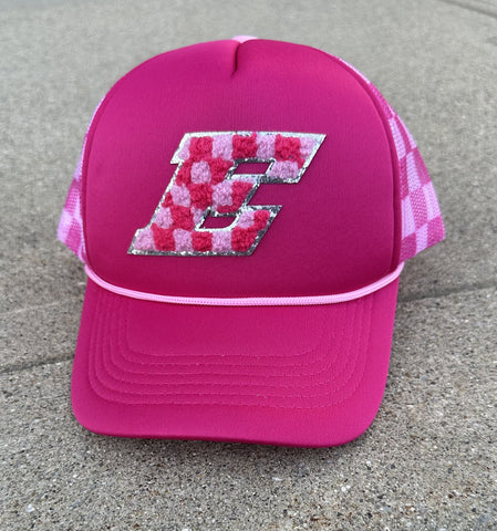 Eldora E Pink Checkered Snapback Hat