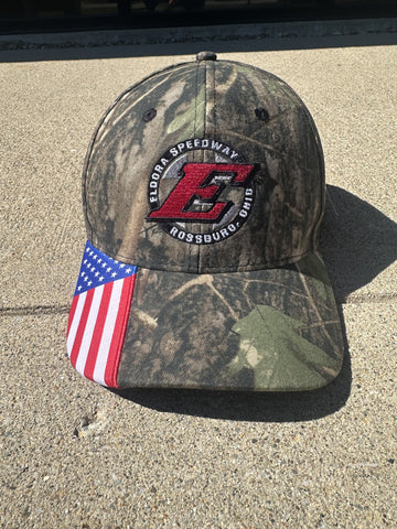 Eldora Speedway Camo American Flag Adjustable Hat