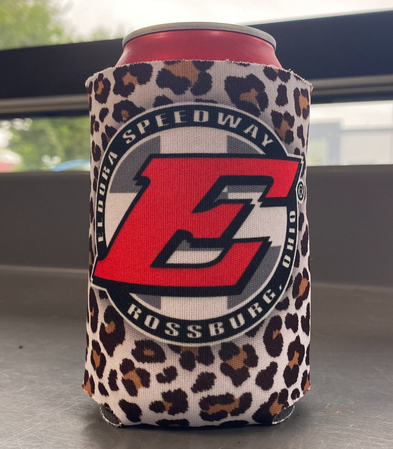 Eldora Speedway Leopard Coozie